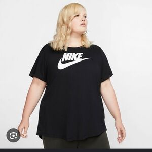 Nike Women's Plus 1x Black Swoosh Top New